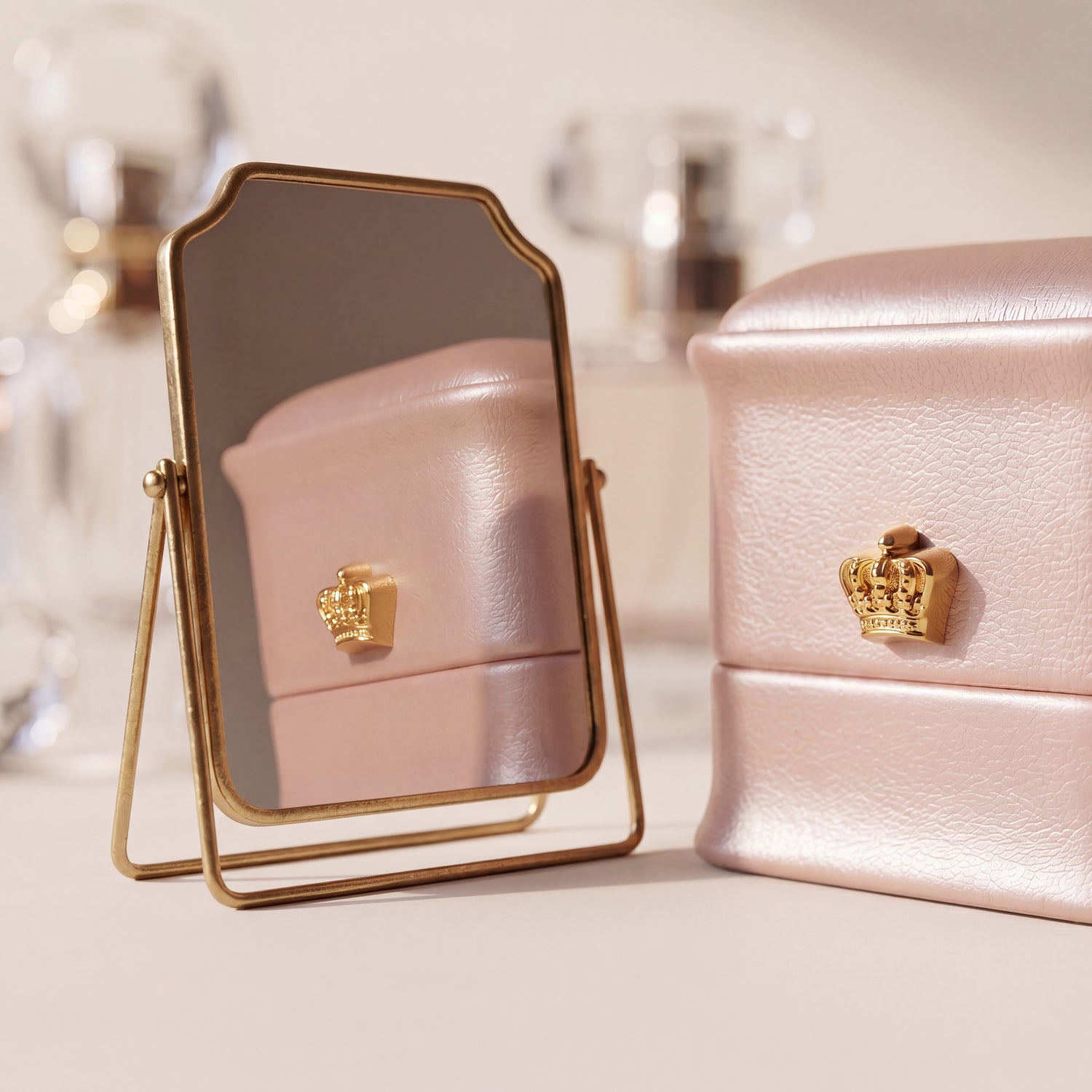 Rose Gold ring box mirror reflection on dressing table · Ormelya